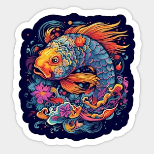 Neon - Koi - Psychadelic Fish - neg Sticker